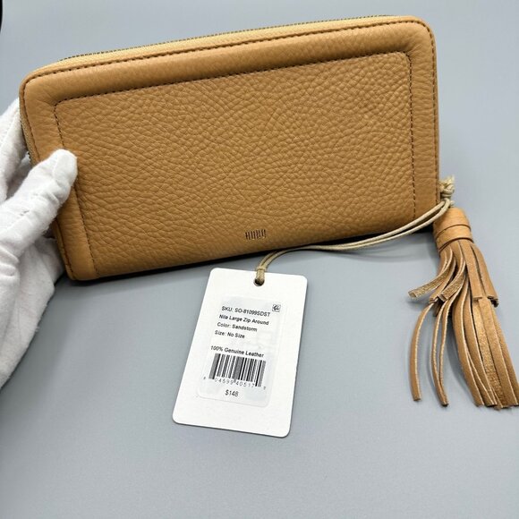 HOBO Nila Large Zip Around Continental Wallet Sandstone Pebbled Leather *READ* - Picture 3 of 16
